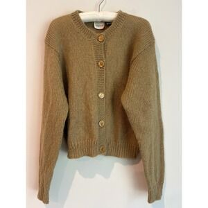 Vintage STYLES TO GO Mohair Wool Blend Cardigan Sweater Button Up Tan Medium